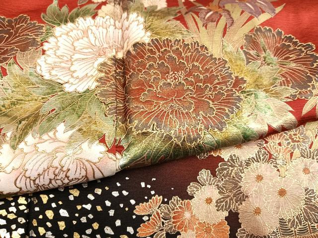 平和屋着物●豪華振袖 飾花文 暈し染め 金銀彩 正絹 逸品 AABG3440ph