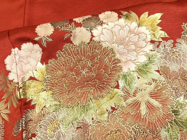 平和屋着物●豪華振袖 飾花文 暈し染め 金銀彩 正絹 逸品 AABG3440ph
