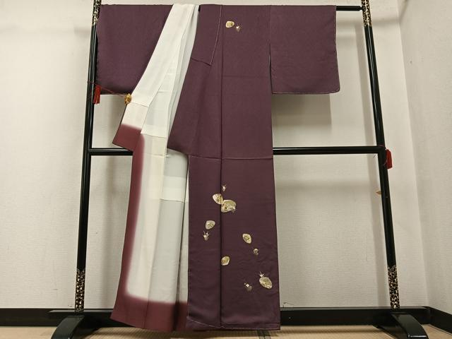 平和屋着物●訪問着 駒刺繍 貝合わせ草花文 正絹 逸品 未使用 AABG3456ph