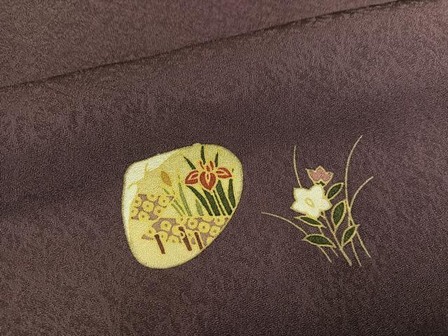 平和屋着物●訪問着 駒刺繍 貝合わせ草花文 正絹 逸品 未使用 AABG3456ph