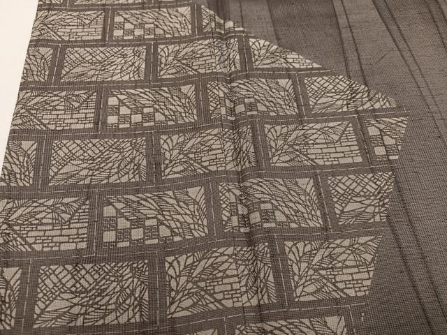 平和屋着物●二代目 川村久太郎 訪問着 紬地 柿しぶ染 草花文 正絹 逸品 AABG3462ph