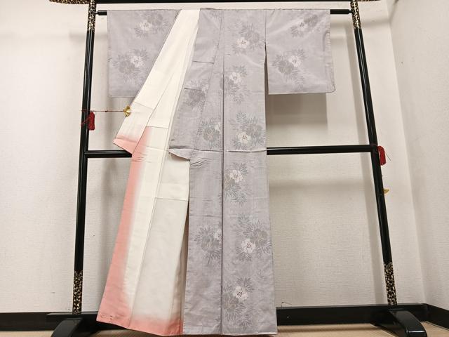 平和屋着物●本場大島紬 白大島 草花文 正絹 逸品 未使用 AABG3463ph