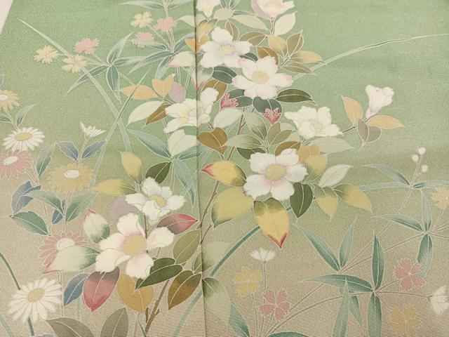 平和屋着物●訪問着 友禅 枝花文 暈し染め 正絹 逸品 AABG3466ph