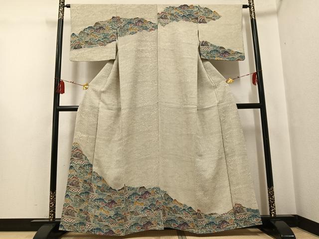 平和屋着物●訪問着 紅型 遠山風景文 正絹 逸品 AABG3467ph