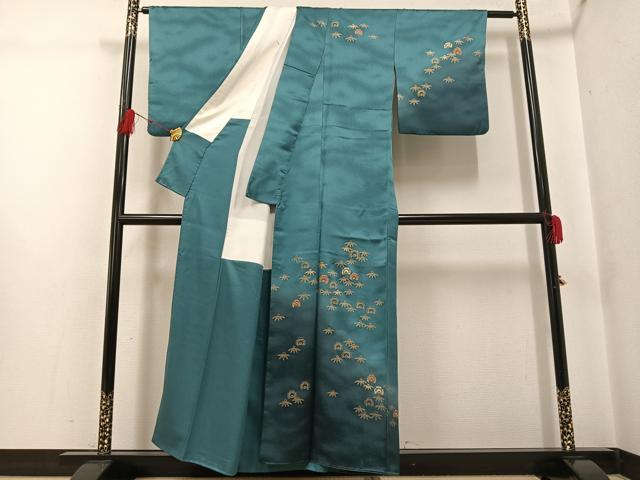 平和屋着物●訪問着 刺繍 福良雀 笹 暈し染め 金彩 正絹 逸品 AABG3472ph