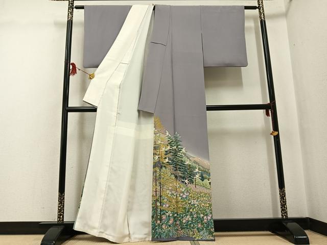 平和屋着物●本加賀友禅作家 西尾翠峰 色留袖 野麦峠 暈し染め 反端付き 正絹 逸品 AABG3478ph