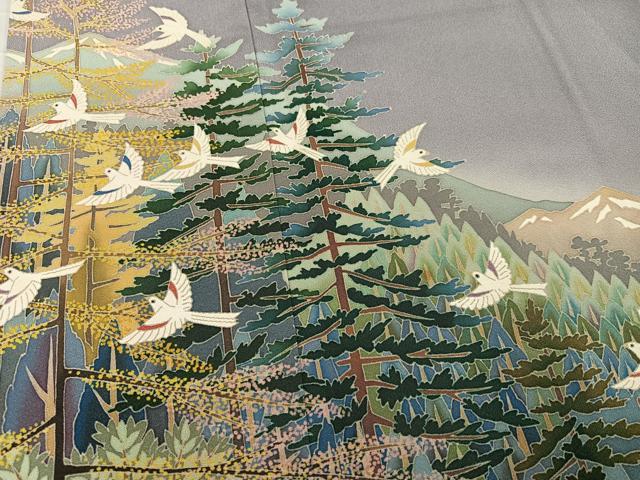 平和屋着物●本加賀友禅作家 西尾翠峰 色留袖 野麦峠 暈し染め 反端付き 正絹 逸品 AABG3478ph