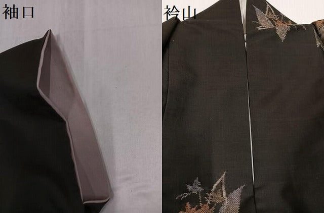 平和屋着物●本場大島紬 カタス9マルキ 花蝶銀杏文 正絹 逸品 AABG3479ph