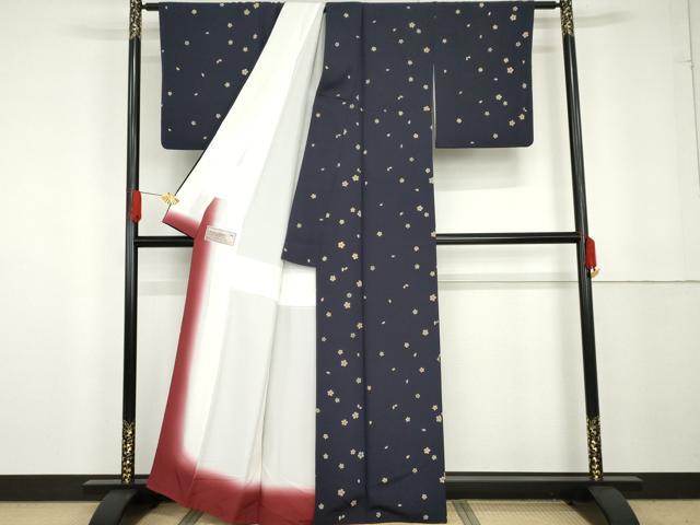 平和屋着物●上質な小紋 舞桜文 正絹 逸品 AABG3492cs