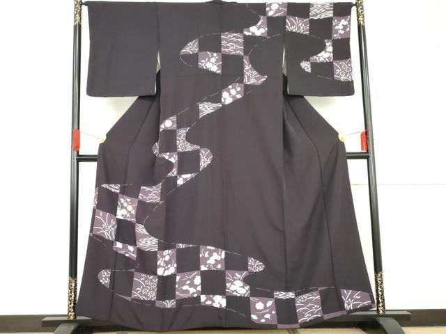 平和屋着物●総刺繍 訪問着 中国三大刺繍 相良刺繍 流水草花文 金糸 正絹 逸品 AABG3498cs