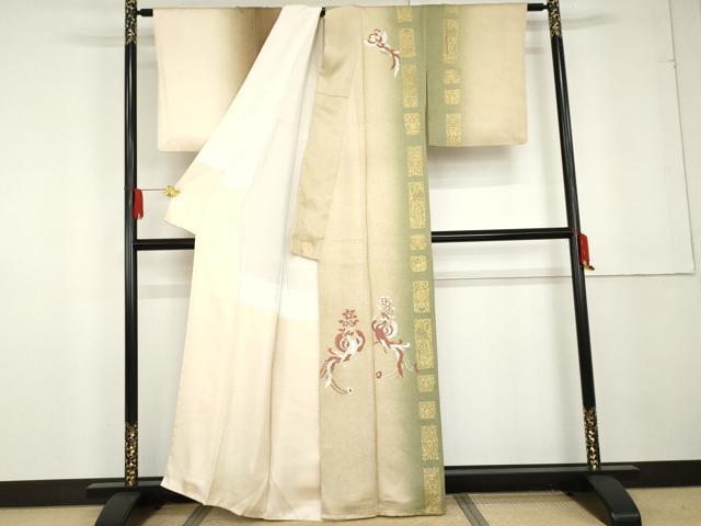 平和屋着物●訪問着 鳳凰更紗花文 暈し染め 金彩 正絹 逸品 AABG3504cs
