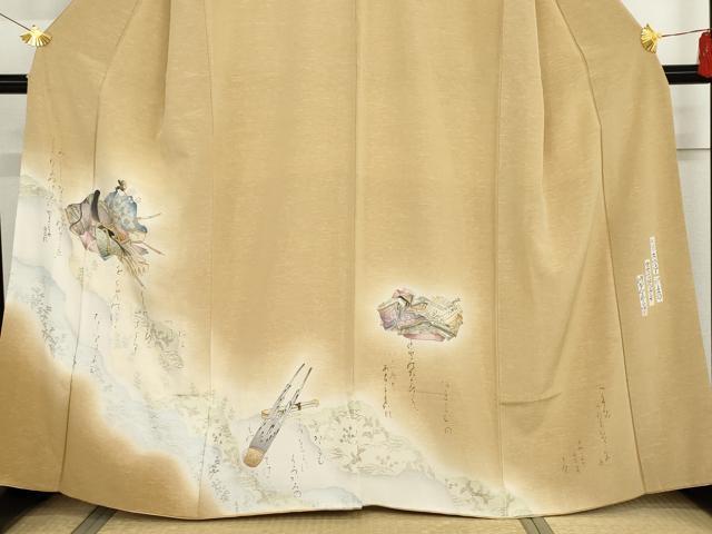 平和屋着物●友禅師・京の名工・伝統工芸士・樽本伊勢蔵 訪問着 人物文 暈し染め 金銀彩 正絹 逸品 AABG3508cs