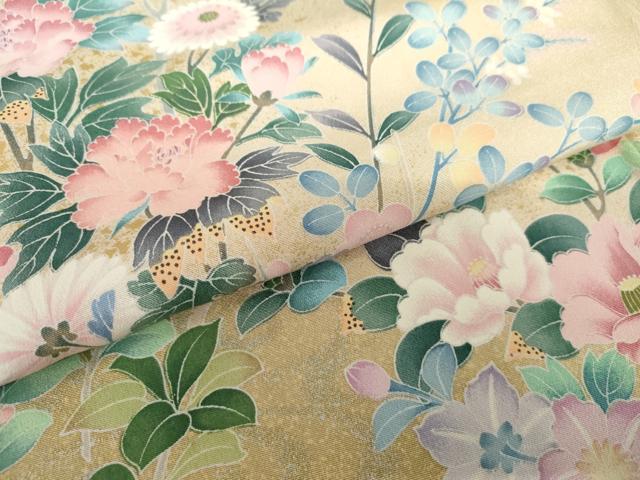 平和屋着物●訪問着 枝花に休み鳥 暈し染め 正絹 逸品 AABG3509cs