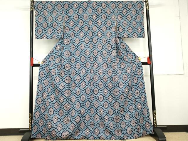 平和屋着物●上質な小紋 総絞り 松皮菱文 高島屋扱い 正絹 逸品 AABG3518cs