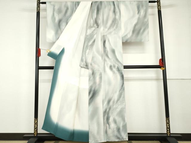 平和屋着物●染色家 岩浅公展 小紋 霞流水文 暈し染め 正絹 逸品 AABG3519cs