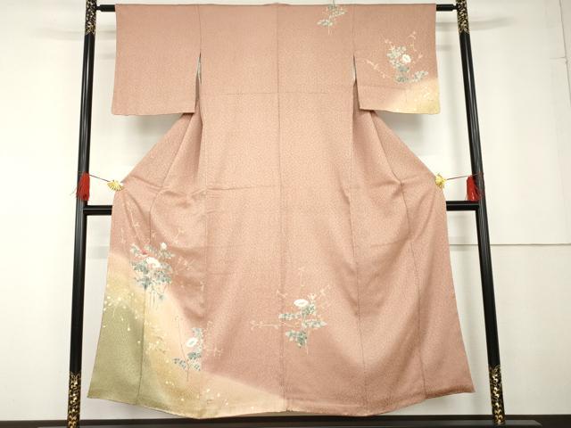 平和屋着物●訪問着 友禅 総絞り 枝花文 暈し染め 正絹 逸品 AABG3525cs