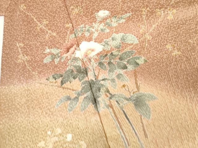 平和屋着物●訪問着 友禅 総絞り 枝花文 暈し染め 正絹 逸品 AABG3525cs