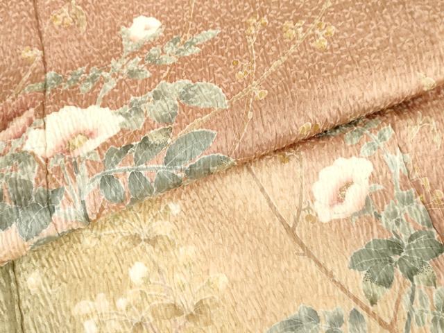 平和屋着物●訪問着 友禅 総絞り 枝花文 暈し染め 正絹 逸品 AABG3525cs