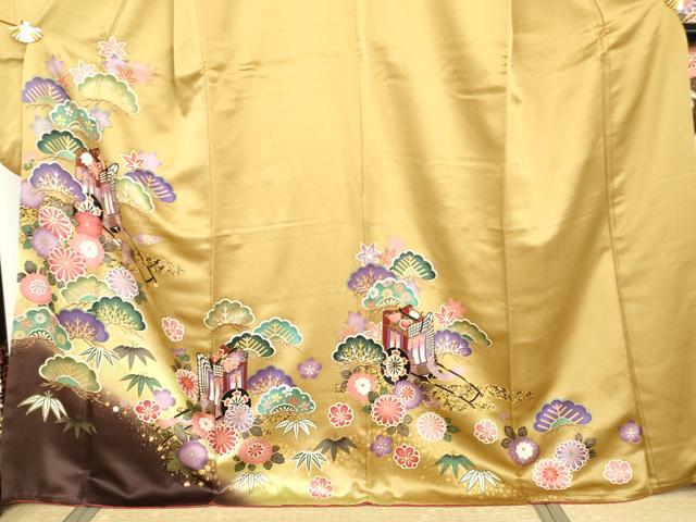 平和屋着物●豪華振袖 御所車松竹梅文 暈し染め 正絹 逸品 AABG3526cs