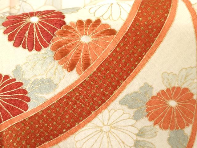 平和屋着物●十日町老舗ブランド 吉澤友禅 吾妻徳穂 訪問着 刺繍 花鈴文 金彩 正絹 逸品 AABG3532cs