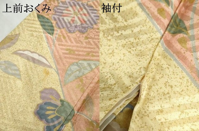 平和屋着物●豪華振袖 作家物 更紗花文 金彩 正絹 逸品 AABG3564cs