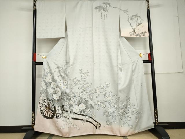 平和屋着物●訪問着 高橋一海 手描き 花車文 暈し染め 金彩 正絹 逸品 AABG3571cs