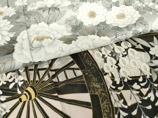 平和屋着物●訪問着 高橋一海 手描き 花車文 暈し染め 金彩 正絹 逸品 AABG3571cs