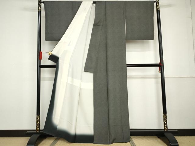 平和屋着物●江戸小紋 鮫小紋柄 黒地 正絹 逸品 AABG3575cs