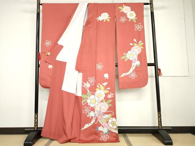 平和屋着物●豪華振袖 友禅 蔓帯舞桜文 金彩 正絹 逸品 AABG3577cs