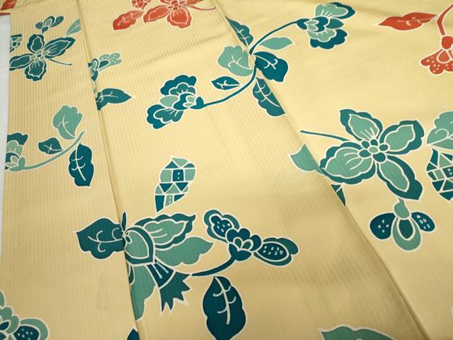 平和屋着物●上質な小紋 ろうけつ染 更紗花文 正絹 逸品 AABG3583cs