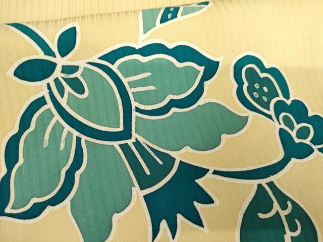 平和屋着物●上質な小紋 ろうけつ染 更紗花文 正絹 逸品 AABG3583cs
