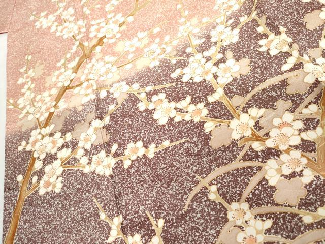 平和屋着物●訪問着 枝花文 暈し染め 金彩 正絹 逸品 AABG3587cs