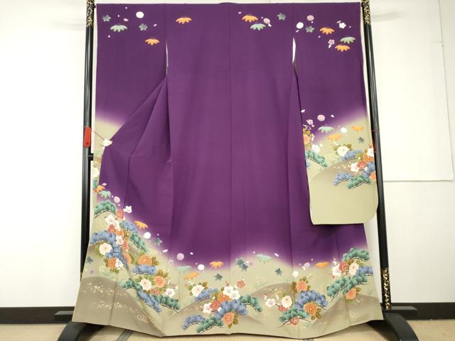 平和屋着物●豪華振袖 駒刺繍 松竹梅文 暈し染め 金彩 正絹 逸品 AABG3595cs