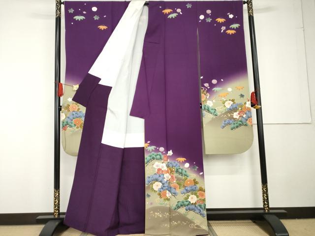平和屋着物●豪華振袖 駒刺繍 松竹梅文 暈し染め 金彩 正絹 逸品 AABG3595cs