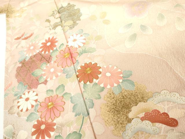 平和屋着物●訪問着 友禅 駒刺繍 慶彩小袖 雪輪枝花文 金彩 正絹 逸品 AABG3614cs