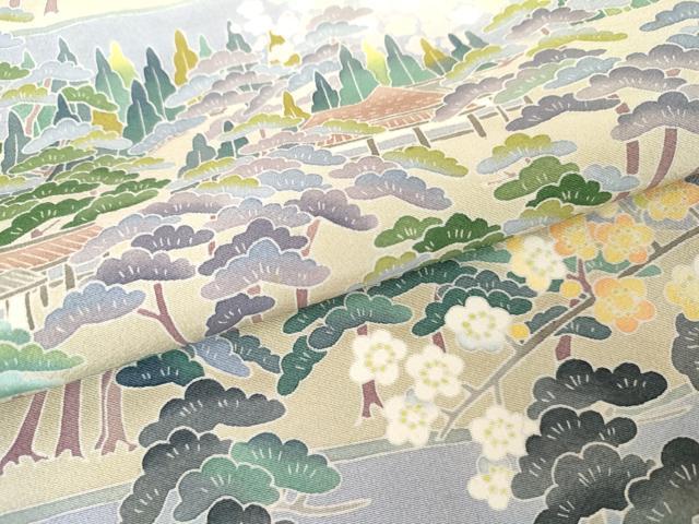 平和屋着物●十日町友禅作家 岡村蒼風 色留袖 松竹梅風景文 暈し染め 正絹 逸品 AABG3619cs