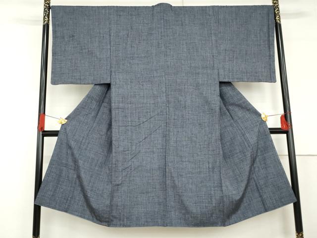 平和屋着物●男性 結城紬 色無地 青藍色 高島屋扱い 正絹 逸品 AABG3624cs