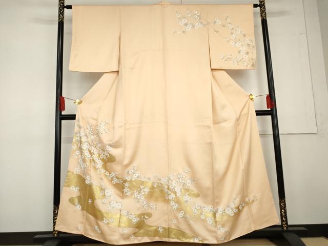 平和屋着物●訪問着 駒刺繍 枝花文 金彩 正絹 逸品 AABG3626cs