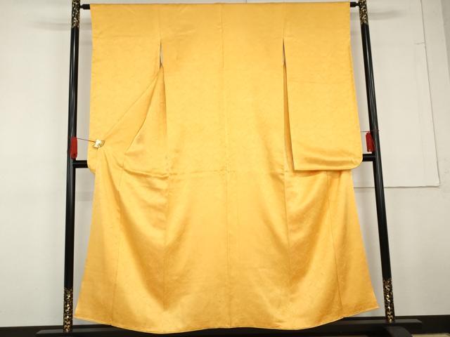 平和屋着物●豪華振袖 扇面尽くし地紋 色無地 山吹色 正絹 逸品 AABG3631cs
