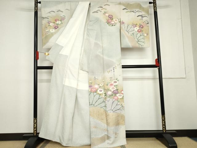 平和屋着物●京友禅の第一人者 松井青々 訪問着 花松文 暈し染め 金彩 正絹 逸品 AABG3639cs
