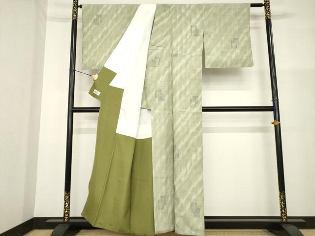 平和屋着物●結城紬 奥順 はたおり娘 100亀甲 飛び亀甲柄 色紙重ね花文 やまと誂製 正絹 逸品 AABG3644ck