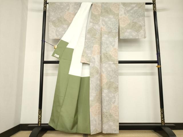 平和屋着物●本場結城玉紬 100亀甲 松竹梅 結織苑 やまと誂製 証紙付き 正絹 逸品 AABG3645ck