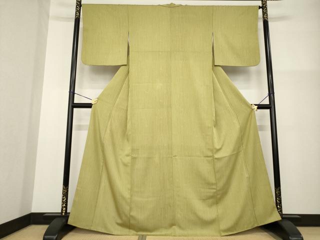 平和屋着物●洗える最高級着物 <英>はなぶさ謹製 小紋 縞 大野ちりめん 反端付き AABG3646ck