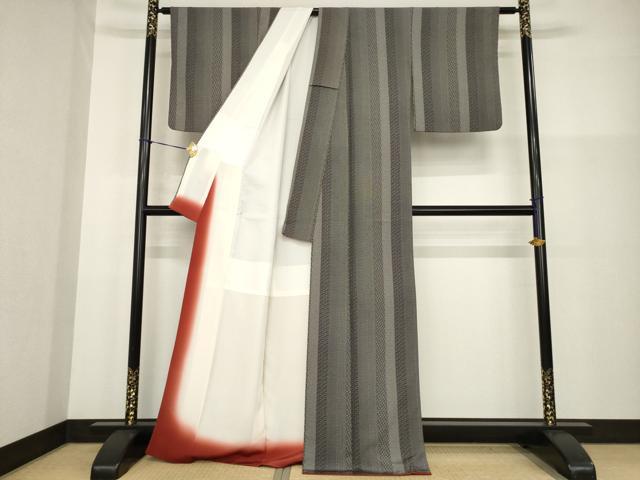 平和屋着物●江戸小紋 花間道 黒地 正絹 逸品 AABG3657ck