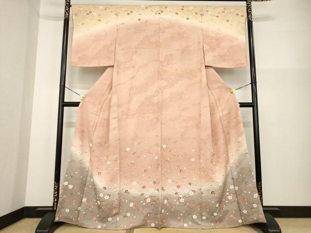 平和屋着物●訪問着 梅 楓 松葉 暈し染め 正絹 逸品 AABG3663ck