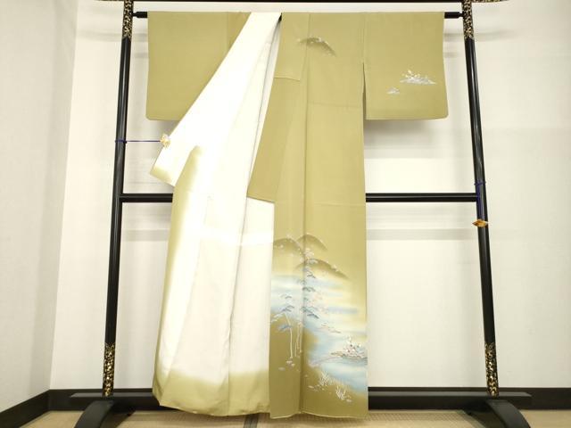 平和屋着物●訪問着 友禅 作家物 渡り橋風景文 暈し染め 正絹 逸品 AABG3665ck