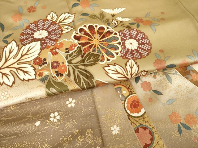 平和屋着物●訪問着 駒刺繍 蔓帯花文 暈し染め 金彩 正絹 逸品 AABG3669ck