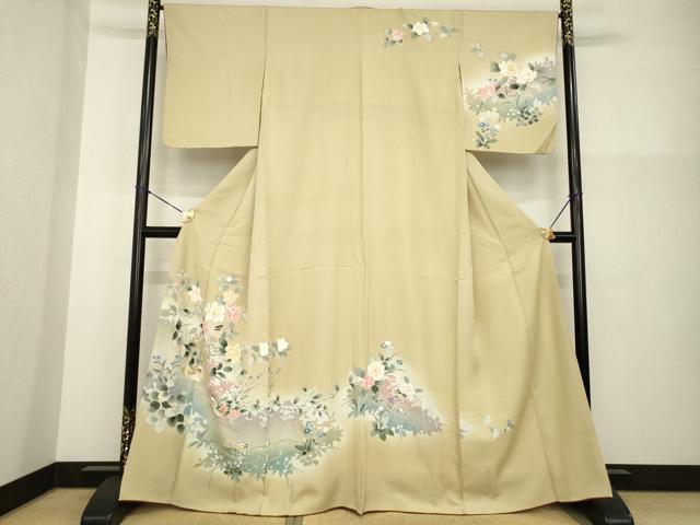 平和屋着物●訪問着 友禅 鴛鴦花文 暈し染め 金彩 正絹 逸品 AABG3670ck