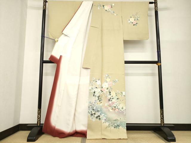 平和屋着物●訪問着 友禅 鴛鴦花文 暈し染め 金彩 正絹 逸品 AABG3670ck