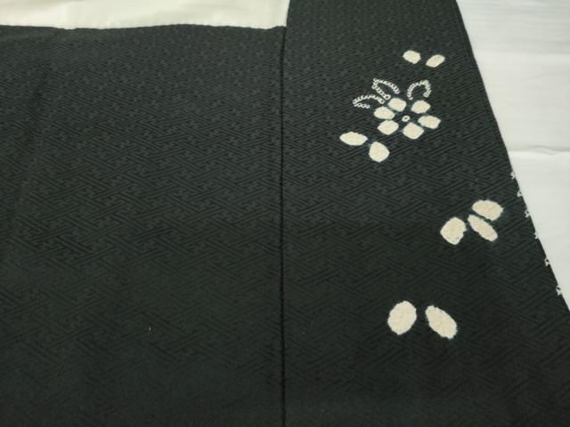 平和屋着物●訪問着 総絞り 舞花文 黒地 正絹 逸品 AABG3683ck